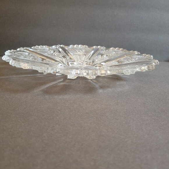 Vintage Eapg Higbee Thistle Footed Glass Serving Platter - Picture 2 of 9